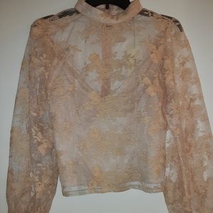 "Peach" flowering laced blouse